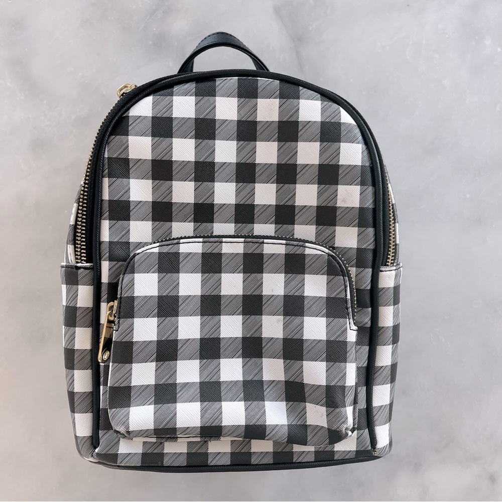 Gingham backpack. 10” x 8”